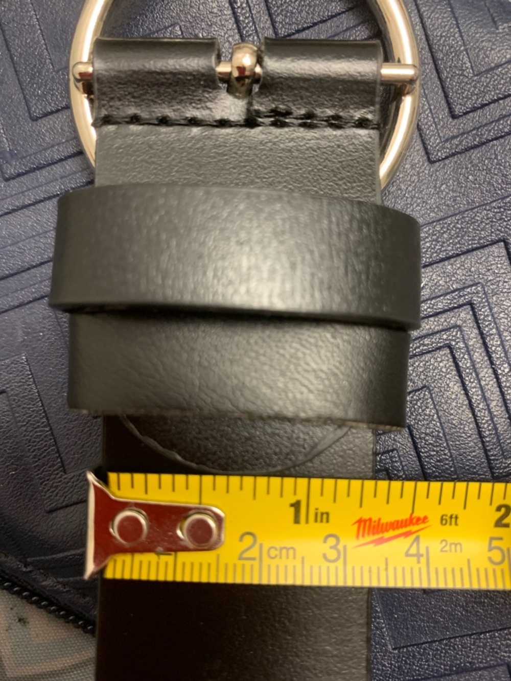 Black Leather Belt with Silver Buckle - Picture 4 of 4